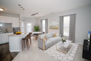 Kendall Park R Unit with spacious living room and kitchen open floor plan 
